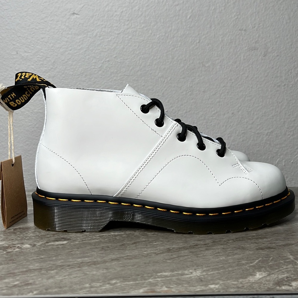 Dr. Martens Mono Smooth Leather Church Monkey Leather Boot W’s 9 M’s 8 White